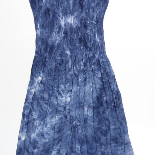 Klass Womens Blue Tie Dye Polyester Ball Gown Size M Scoop Neck Pullover