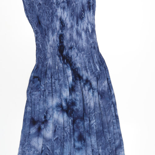 Klass Womens Blue Tie Dye Polyester Ball Gown Size M Scoop Neck Pullover