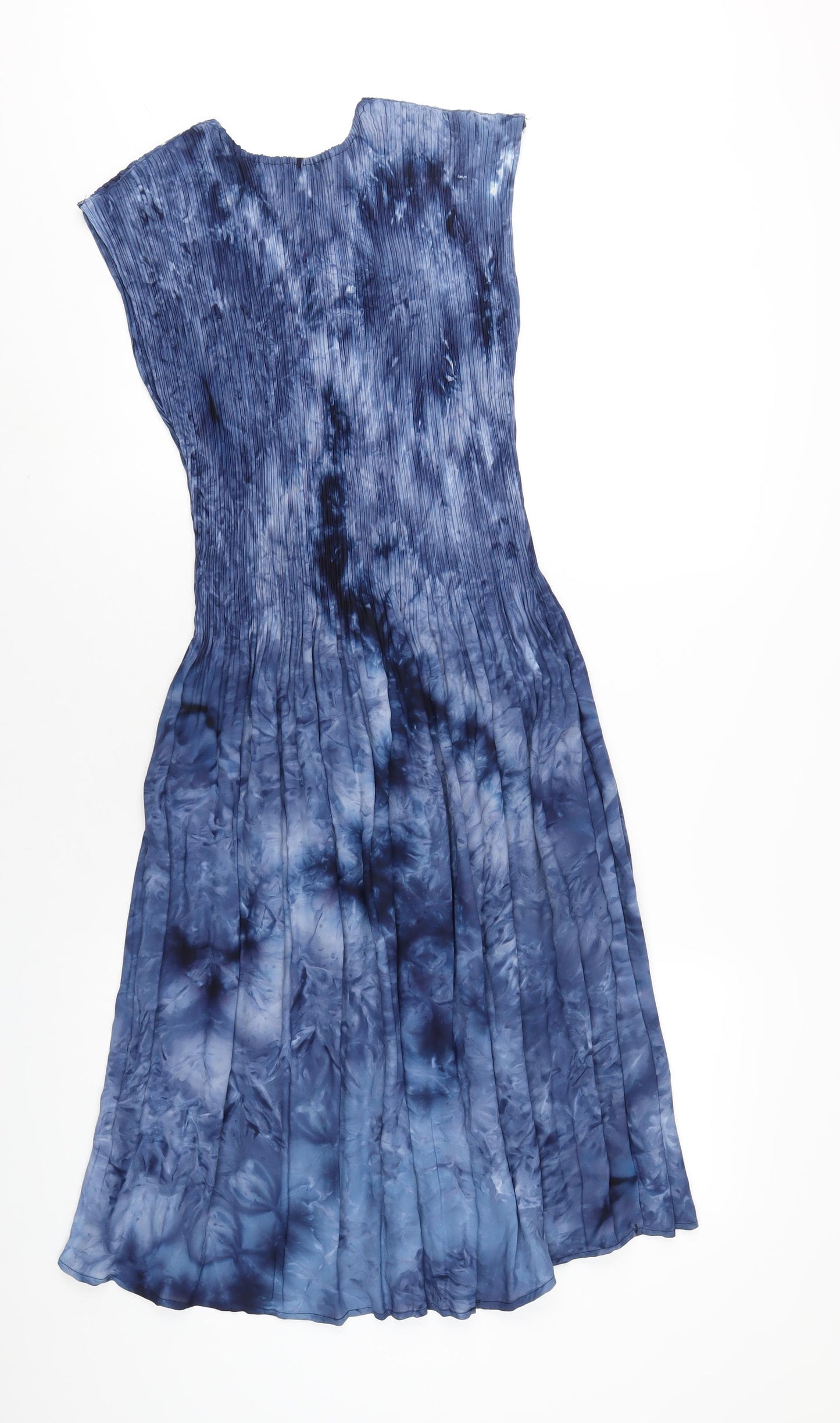 Klass Womens Blue Tie Dye Polyester Ball Gown Size M Scoop Neck Pullover