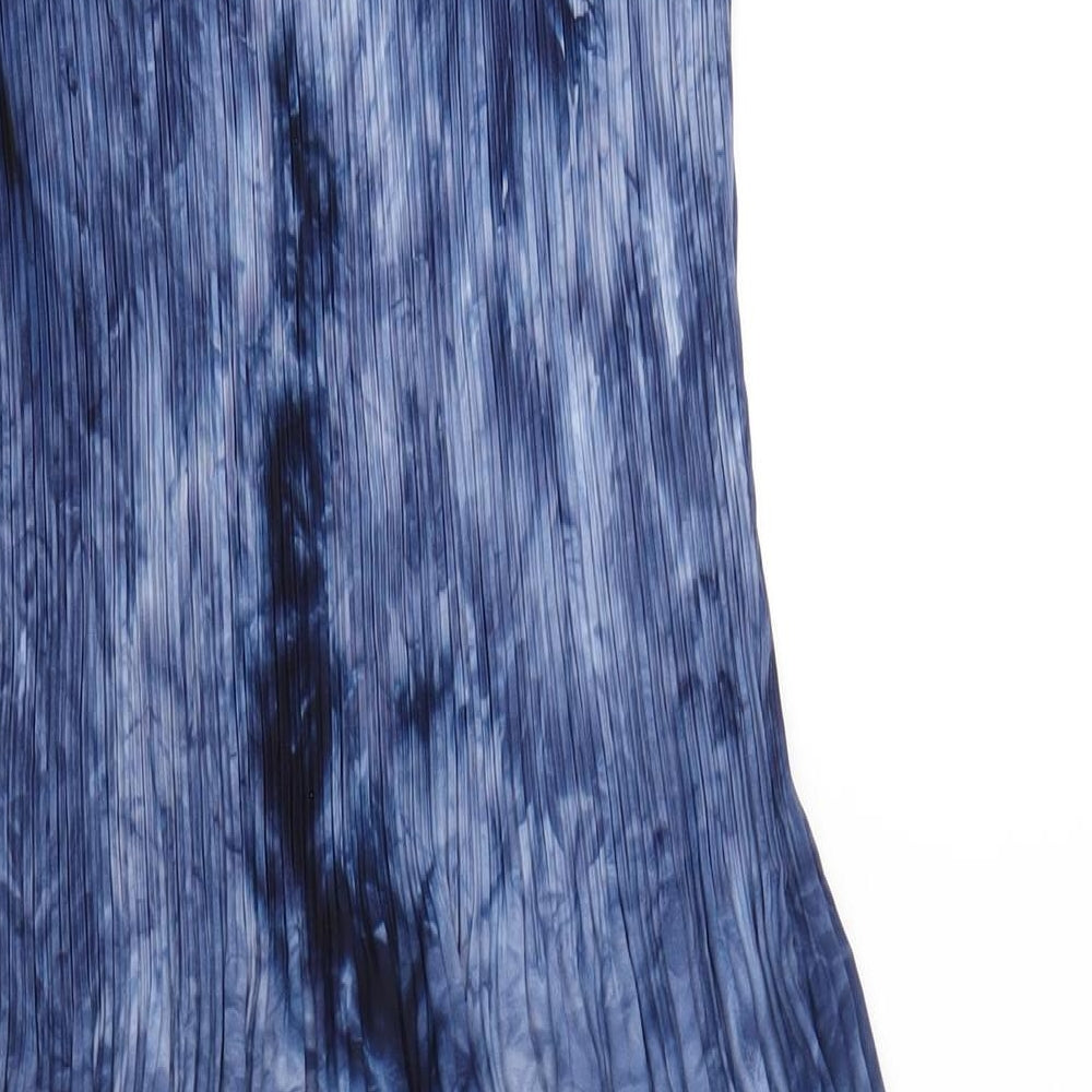 Klass Womens Blue Tie Dye Polyester Ball Gown Size M Scoop Neck Pullover