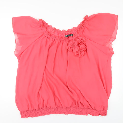 Joanna Hope Womens Pink Polyester Basic T-Shirt Size 30 Scoop Neck