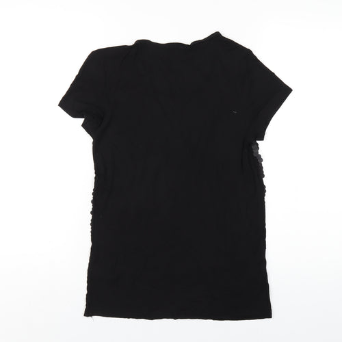 NEXT Womens Black Viscose Basic T-Shirt Size 10 Round Neck