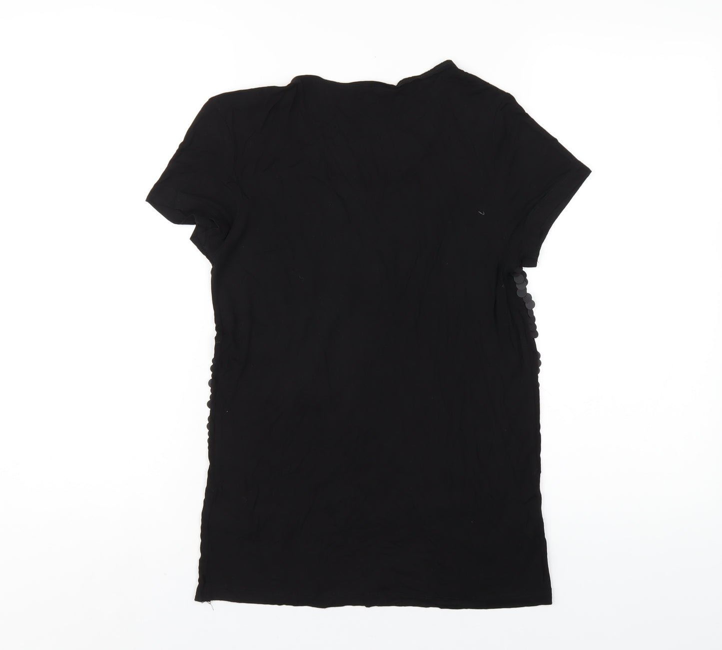 NEXT Womens Black Viscose Basic T-Shirt Size 10 Round Neck