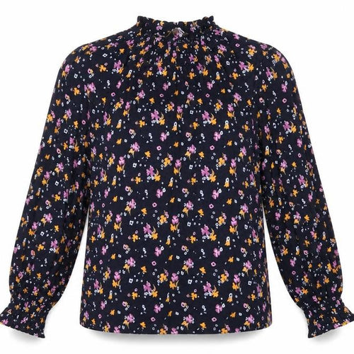 Marks and Spencer Womens Blue Floral Viscose Basic T-Shirt Size 10 Round Neck