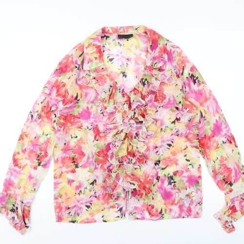 Antonino Philosophy Womens Multicoloured Floral Polyester Basic Blouse Size 12 V-Neck