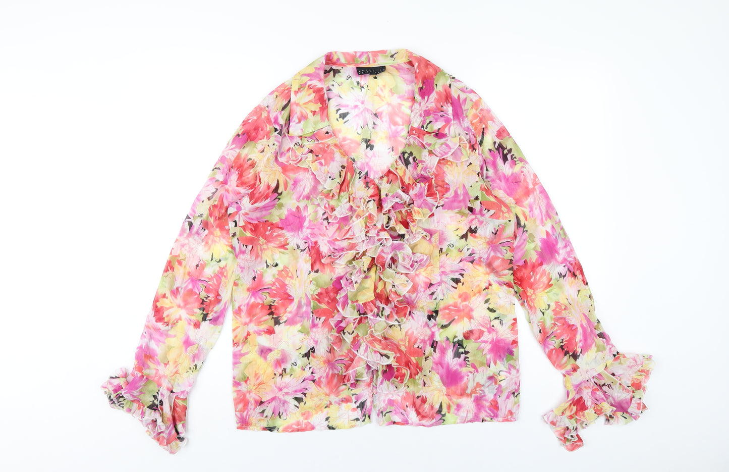 Antonino Philosophy Womens Multicoloured Floral Polyester Basic Blouse Size 12 V-Neck