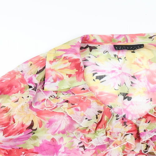 Antonino Philosophy Womens Multicoloured Floral Polyester Basic Blouse Size 12 V-Neck