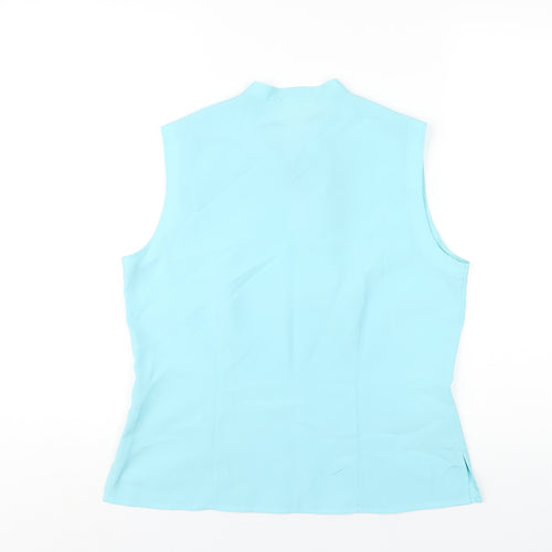 Lakeland Womens Blue Polyester Basic Blouse Size 12 Round Neck