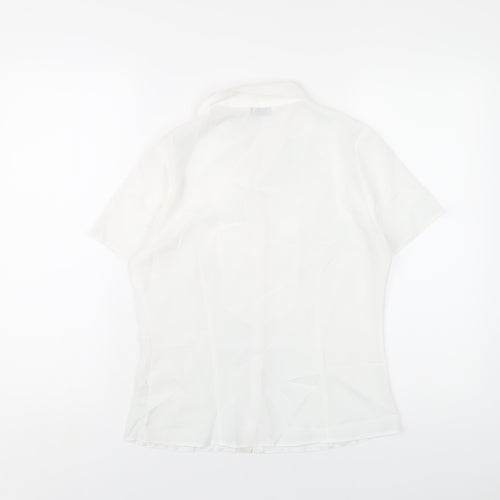 Classics Womens White Polyester Basic Button-Up Size 8 Collared