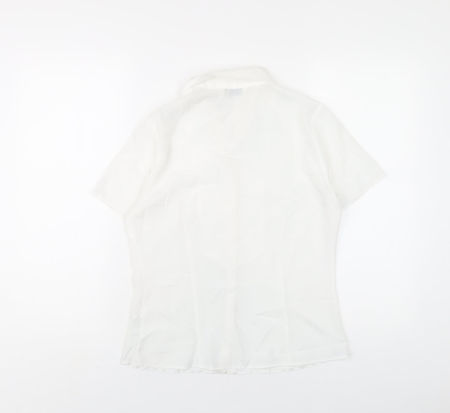 Classics Womens White Polyester Basic Button-Up Size 8 Collared