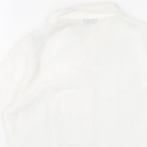 Classics Womens White Polyester Basic Button-Up Size 8 Collared