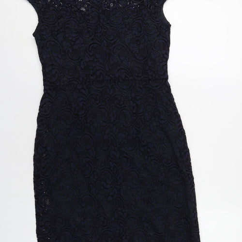 Phase Eight Womens Blue Polyamide A-Line Size 12 Round Neck Zip