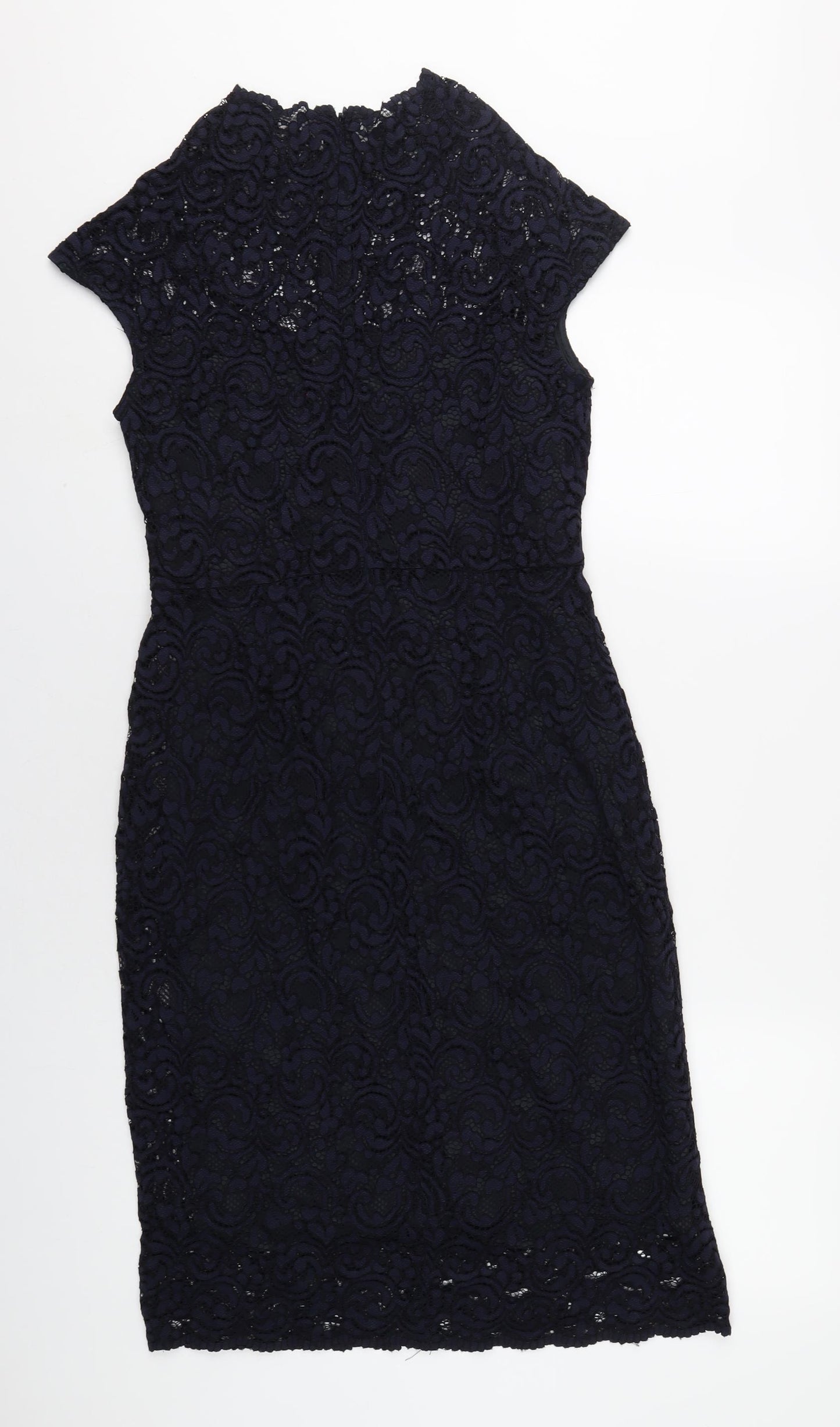 Phase Eight Womens Blue Polyamide A-Line Size 12 Round Neck Zip