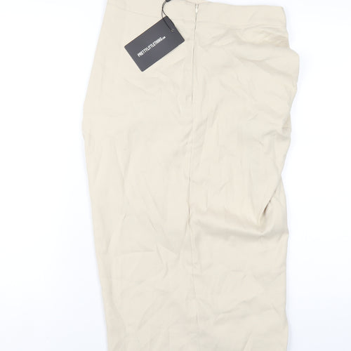 PRETTYLITTLETHING Womens Beige Polyester A-Line Skirt Size 10 Zip