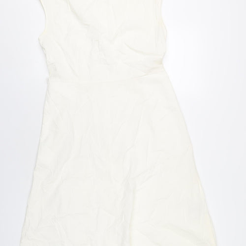 Uniqlo Womens Ivory Cotton A-Line Size M Round Neck Zip