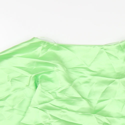 Zara Womens Green Polyester Cropped T-Shirt Size M Round Neck