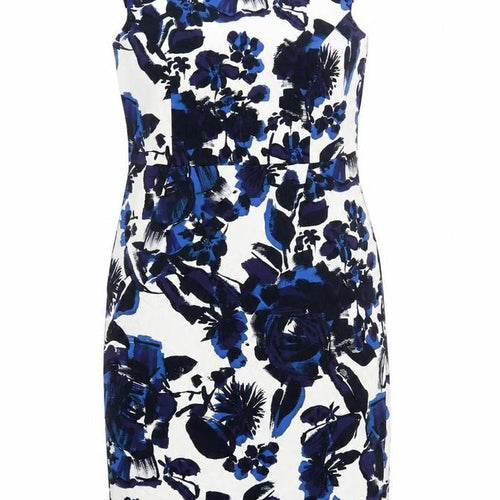 Planet Womens Blue Floral Cotton A-Line Size 12 Round Neck Zip