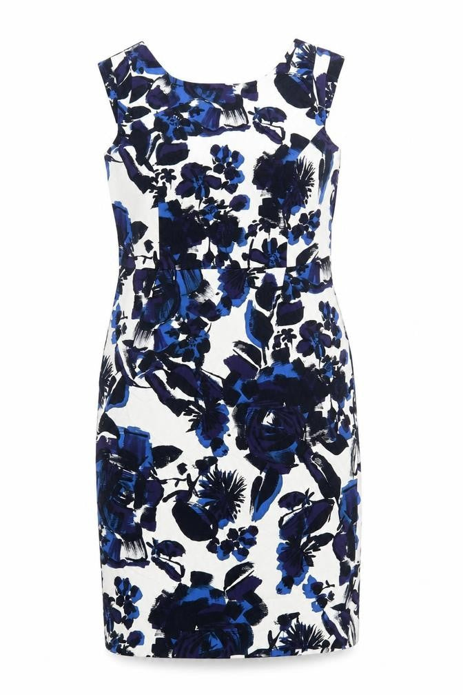 Planet Womens Blue Floral Cotton A-Line Size 12 Round Neck Zip