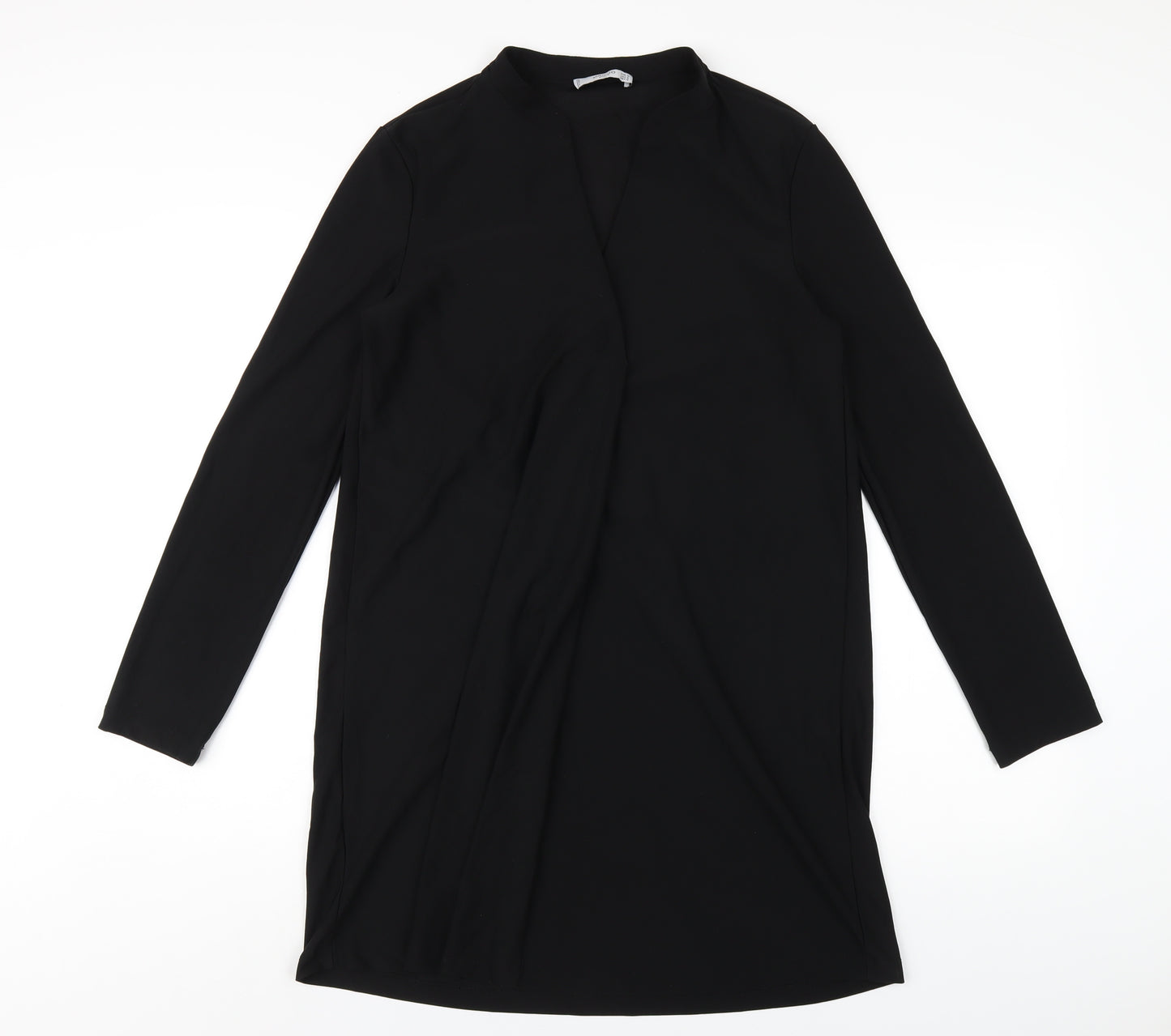 Mango Womens Black Polyester A-Line Size M V-Neck Pullover