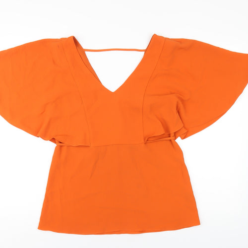 Julien Macdonald Womens Orange Polyester Basic Blouse Size 8 V-Neck