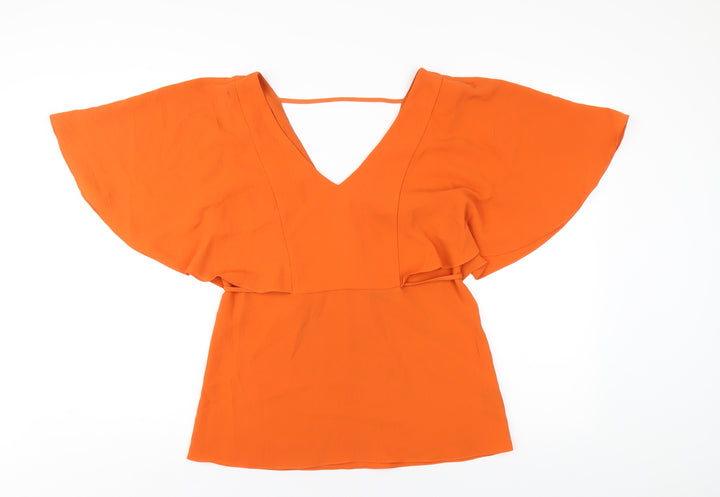 Julien Macdonald Womens Orange Polyester Basic Blouse Size 8 V-Neck