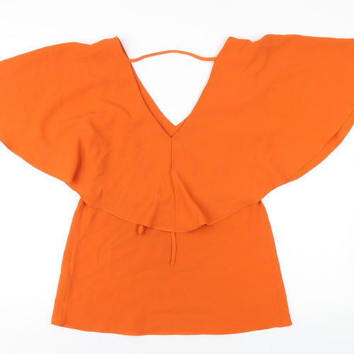 Julien Macdonald Womens Orange Polyester Basic Blouse Size 8 V-Neck