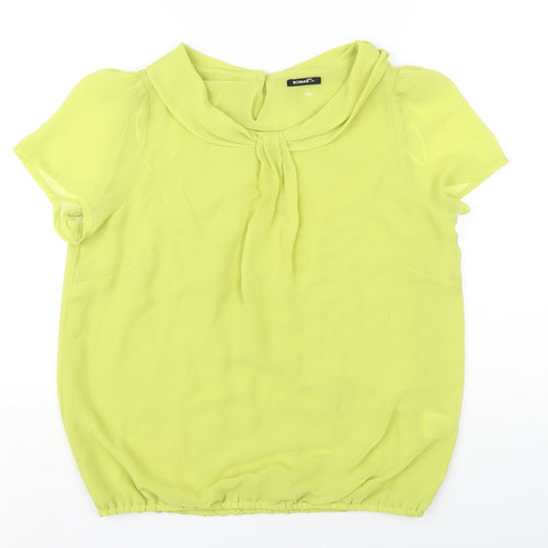 Roman Womens Green Polyester Basic T-Shirt Size 14 Round Neck