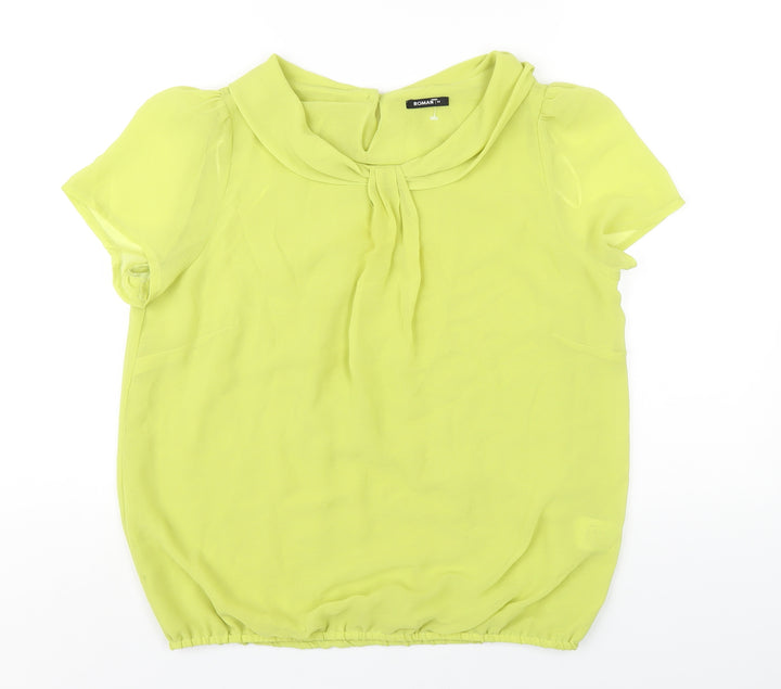 Roman Womens Green Polyester Basic T-Shirt Size 14 Round Neck