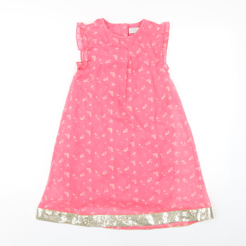 Wild & Gorgeous Girls Pink Polyester A-Line Size 8-9 Years Round Neck Button