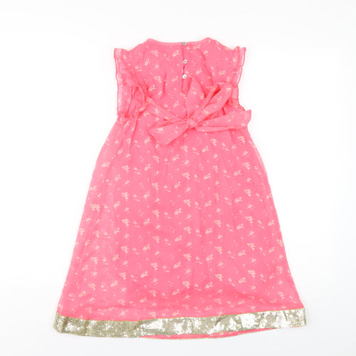 Wild & Gorgeous Girls Pink Polyester A-Line Size 8-9 Years Round Neck Button