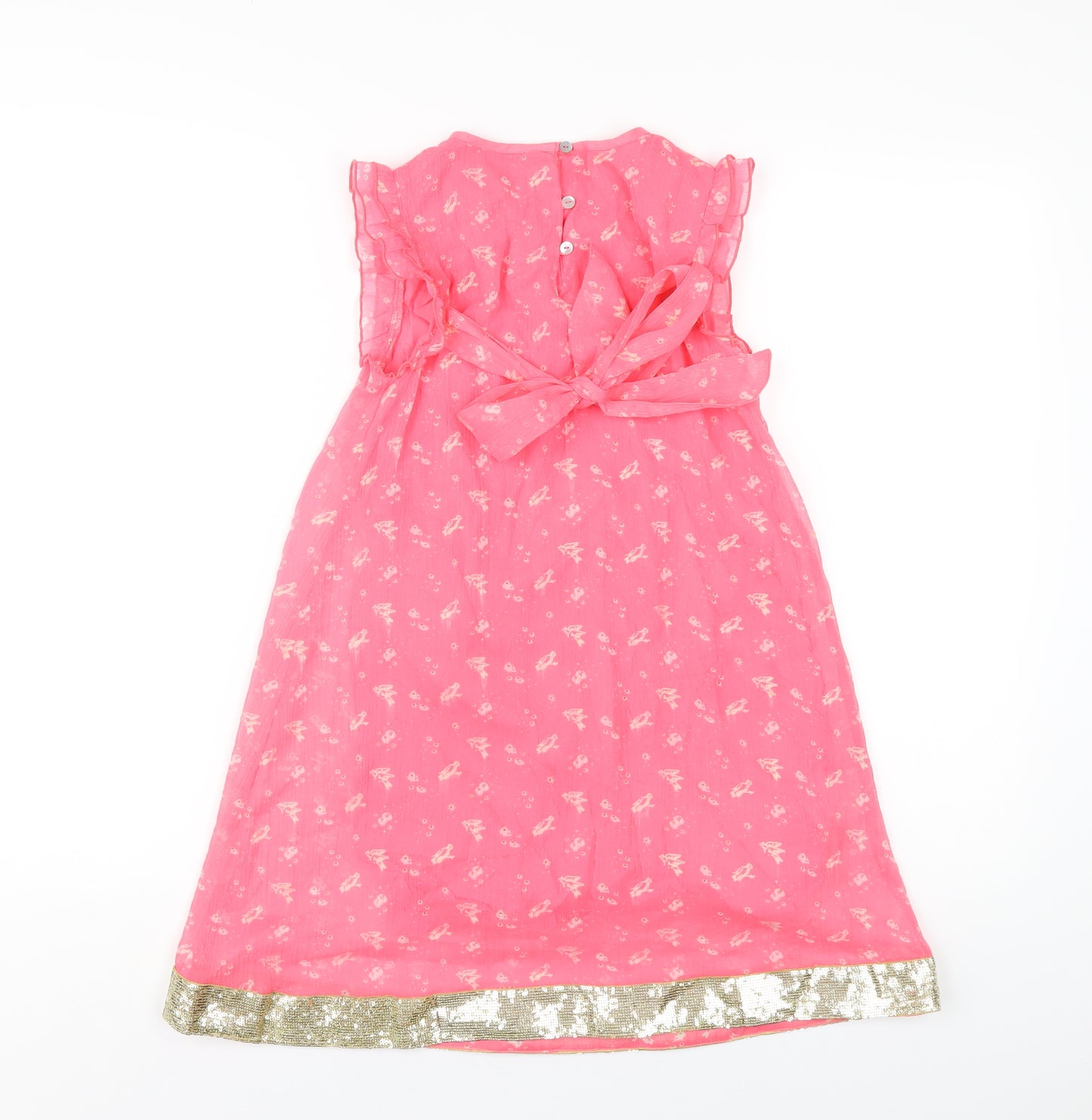 Wild & Gorgeous Girls Pink Polyester A-Line Size 8-9 Years Round Neck Button