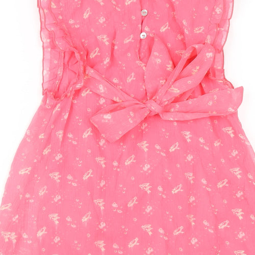 Wild & Gorgeous Girls Pink Polyester A-Line Size 8-9 Years Round Neck Button