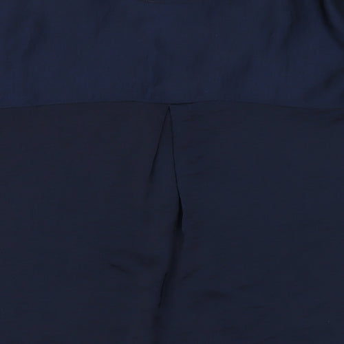 Marks and Spencer Womens Blue Polyester Basic Blouse Size 6 V-Neck