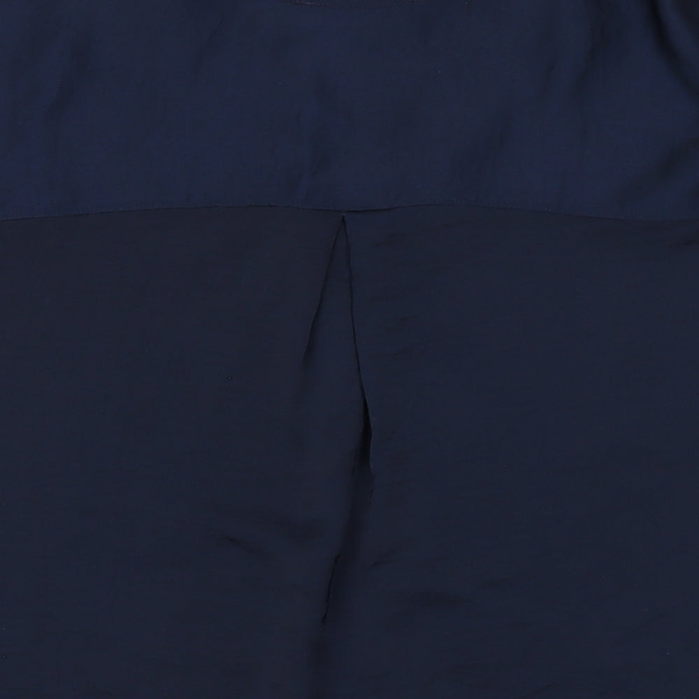 Marks and Spencer Womens Blue Polyester Basic Blouse Size 6 V-Neck