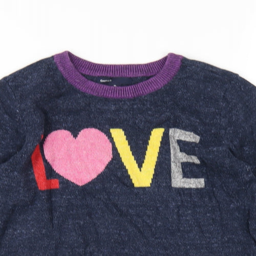 Gap Girls Blue Crew Neck Cotton Pullover Jumper Size 12 Years Pullover