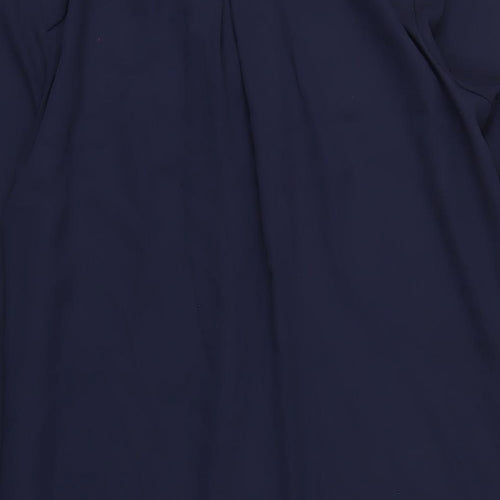 Roman Womens Blue Polyester A-Line Size 10 V-Neck Button