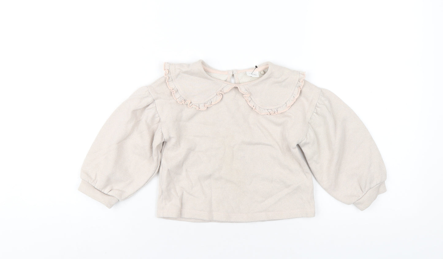NEXT Girls Beige Cotton Pullover Sweatshirt Size 2-3 Years Button