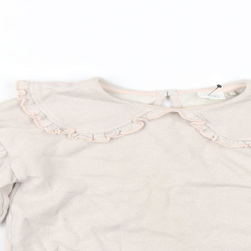 NEXT Girls Beige Cotton Pullover Sweatshirt Size 2-3 Years Button