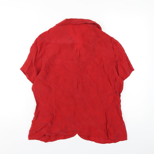 Marks and Spencer Womens Red Cupro Basic Button-Up Size 16 Collared