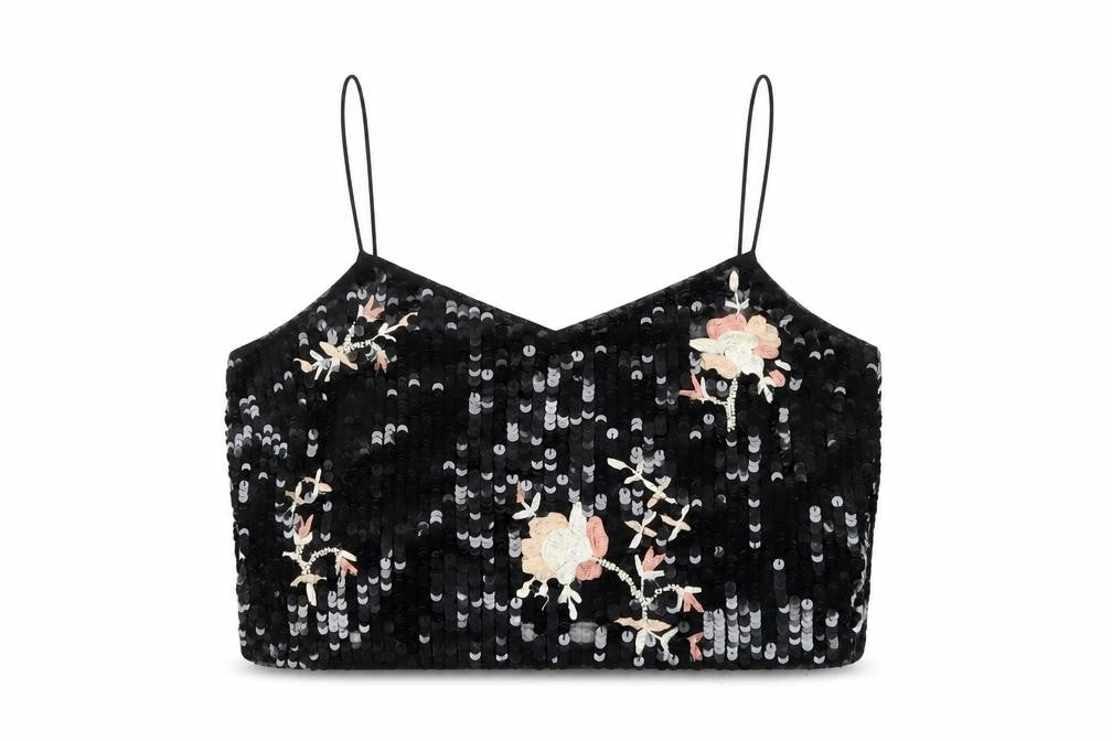 Topshop Womens Black Polyester Cropped T-Shirt Size 14 V-Neck