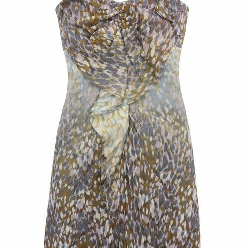 Almost Famous Womens Multicoloured Geometric Silk A-Line Size 12 Sweetheart Zip