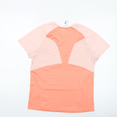 Quechua Womens Orange Polyester Basic T-Shirt Size M V-Neck Pullover