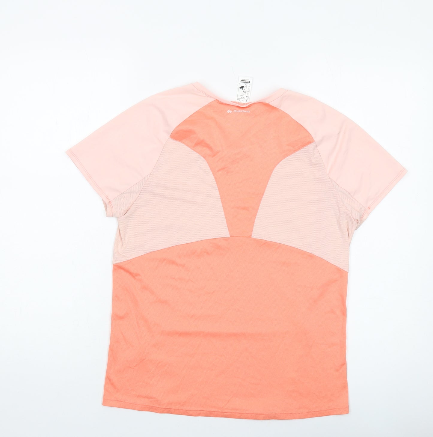 Quechua Womens Orange Polyester Basic T-Shirt Size M V-Neck Pullover