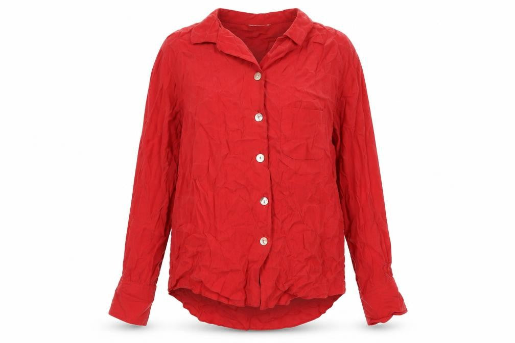Marks & Spencer Womens Red Cupro Basic Blouse Size 14 Collared