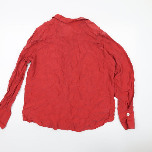 Marks and Spencer Womens Red Cupro Basic Blouse Size 14 Collared