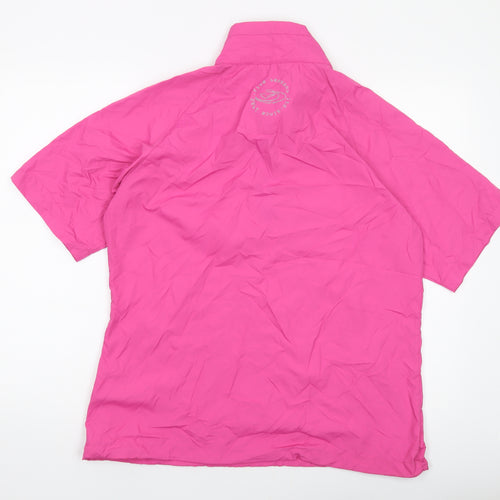 Five Seasons Womens Pink Polyester Basic T-Shirt Size 14 Mock Neck Zip