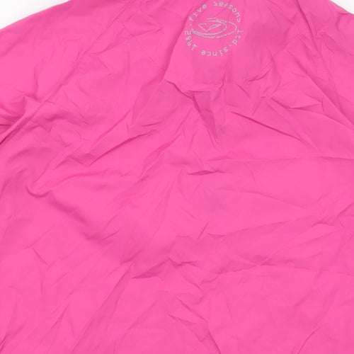 Five Seasons Womens Pink Polyester Basic T-Shirt Size 14 Mock Neck Zip