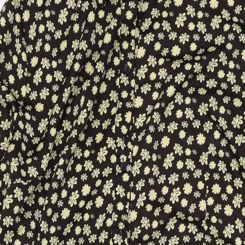 Glamorous Womens Black Geometric Polyester A-Line Size 24 Collared Button