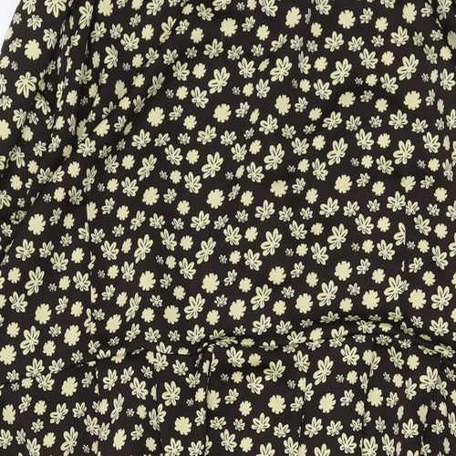 Glamorous Womens Black Geometric Polyester A-Line Size 24 Collared Button