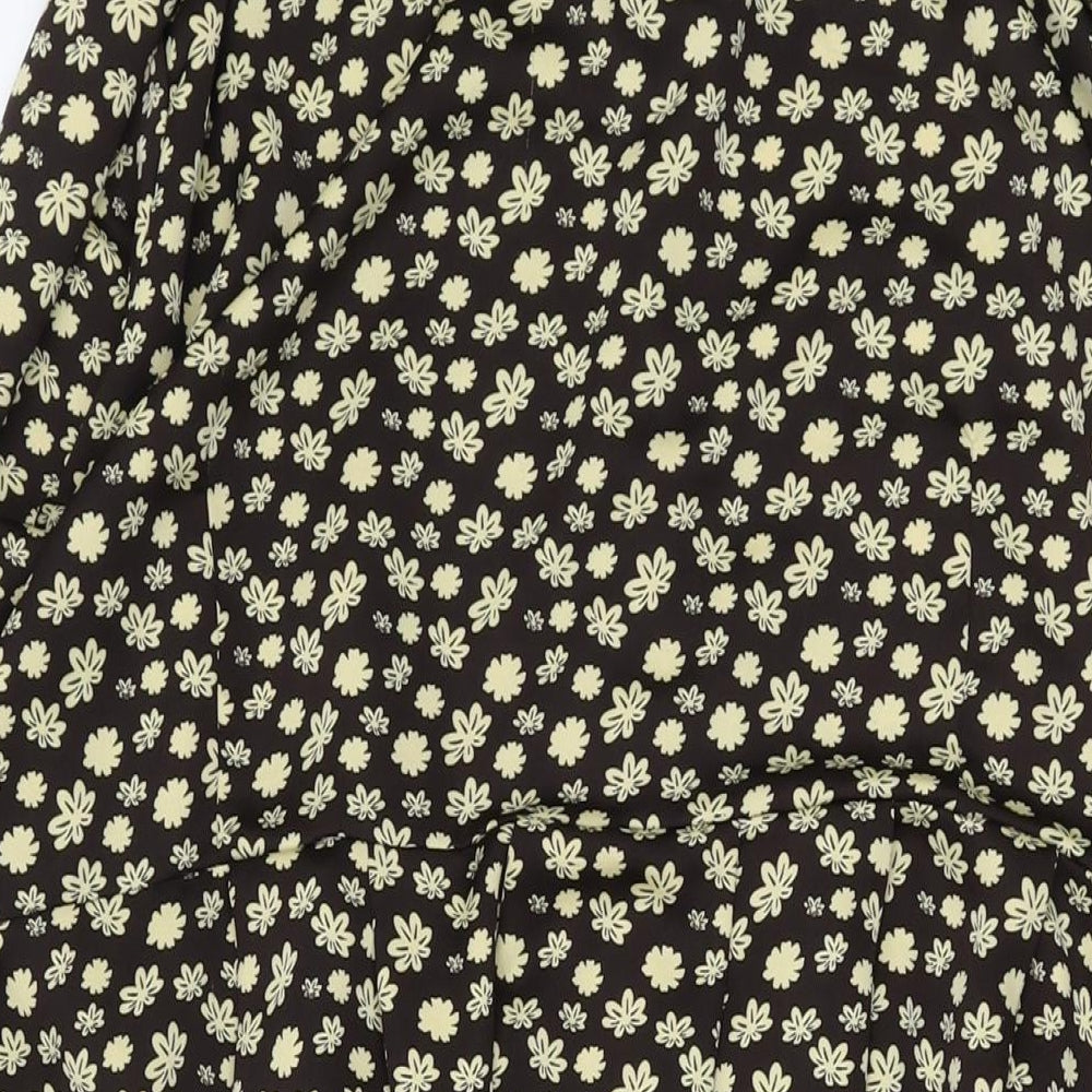 Glamorous Womens Black Geometric Polyester A-Line Size 24 Collared Button